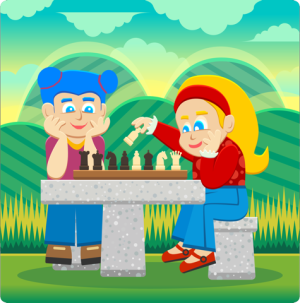 To jenter spiller sjakk.